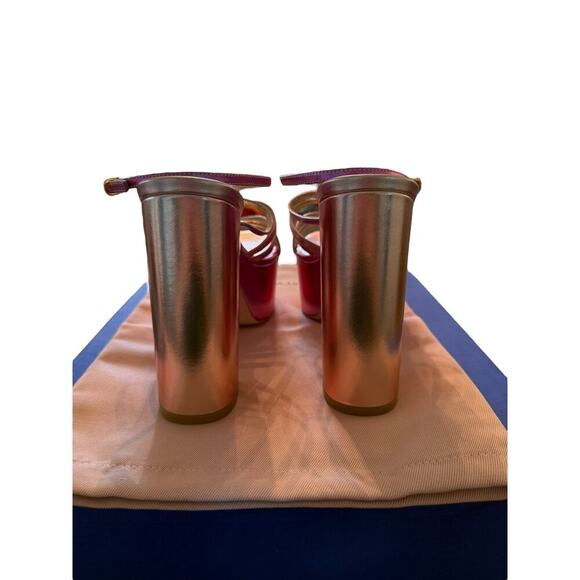 Stuart Weitzman Women's Hot Pink BarelyThere Square High Platform Sandal Size 8B - Picture 7 of 10